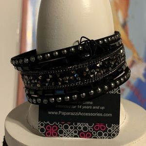 Paparazzi Black Stud Rhinestone Rocker Bracelet